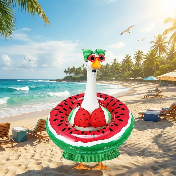 Fmbmuo Summer Porch Goose Outfit Multicolor Machine Washable 23 inch Outdoor Decor, Coastal Nylon with Prop Goose Costume, for Outdoor Patio Yard Lawn Art Decorations