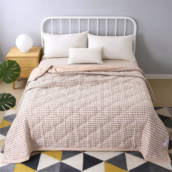 Fmbmuo Super Soft Summer Cooling Quilt Refreshing Air Conditioner Blanket Lightweight Breathable Machine Washable Twin Size (Pink)