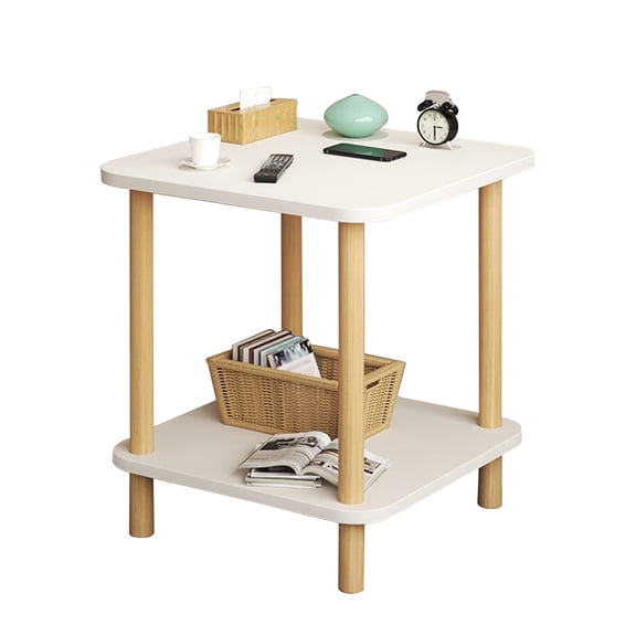 Fmbmuo Geometric Side Table, White MDF End Table with Storage for Living Room, Bedroom, Home Office & Corners