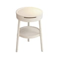 thumbnail image 1 of Fmbmuo Round Nightstand, White Plastic Bedside Table with Storage for Small Spaces Next to Bed, Sofa or Chair, 1 of 4