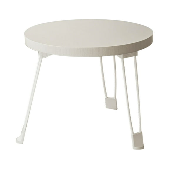 Fmbmuo Round Folding Table, White Wood End Table for Small Spaces, Multi-Use Accent Table for Living Room, Bedroom & Sofa Side
