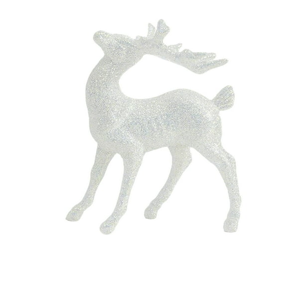 Fmbmuo Tabletop Glitter Reindeer White Cute Valentine's Day Decorations, Gift Art Deco Shatterproof Plastic Home Decor for Living Room