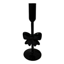 Fmbmuo Tall Bow Candle Holder Black 8.3 Inch Glass Christmas/Valentine‘s Day Stand Candle Holder Rustic/Lodge Candlestick Decorations for Valentine‘s Day,Home Decor