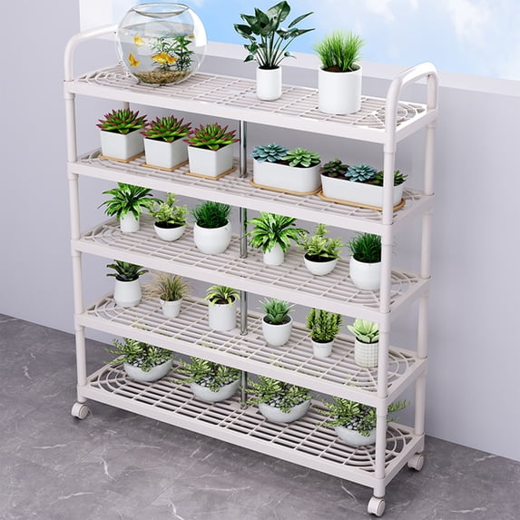 Fmbmuo Tall Shoe Rack Multi-Tier Freestanding Plastic Organizer, for Entryway, Closet, Easy Assembly Minimalist Wheeled Shoe Rack (White)