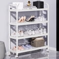thumbnail image 1 of Fmbmuo Tall Shoe Rack Multi-Tier Plastic Freestanding Organizer, Minimalist for Entryway, Closet, Easy Assembly Wheeled Shoe Rack (White), 1 of 5