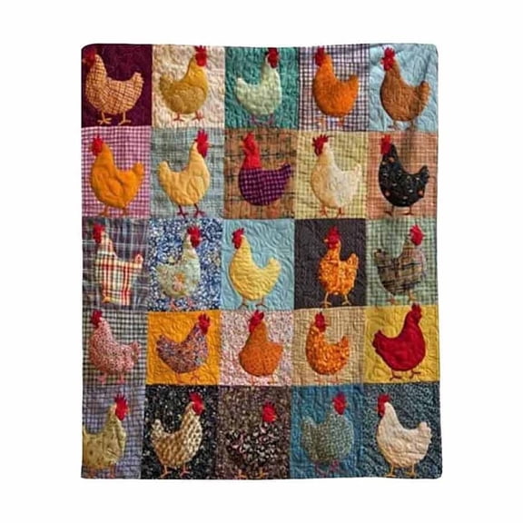 Fmbmuo Throw Blankets Plush and Soft Fleece Multicolor Traditional Rooster Print for Adults Breathable Available in Various Sizes