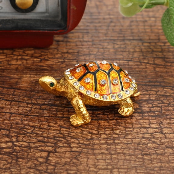 Fmbmuo Tortoise Mini Jewelry Box Stackable Gold Valentine's Day Gift, Alloy Anniversary Vintage Decorative Storage Boxes for Storage & Organization
