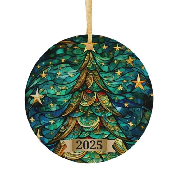 Fmbmuo Unbreakable Christmas Tree Ornaments Textured Round Pendant Multicolor 1 Pcs Decorations Iridescent Acrylic Glam Home Decor Holiday Season Home Decor