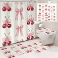 thumbnail image 1 of Fmbmuo Valentines Shower Curtain Sets 72" x 72" Fabric 4 Piece Heart Bow Bath Curtain with Hooks Rugs U-Shape Mat Toilet Lid Cover Mildew Resistant Neutral Bathtub Cortinas for Bathroom Decor, 1 of 5