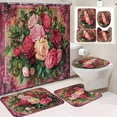 thumbnail image 1 of Fmbmuo Valentines Shower Curtain Sets 72" x 72" Fabric 4 Piece Heart Bow Bath Curtain with Hooks Rugs U-Shape Mat Toilet Lid Cover Mildew Resistant Neutral Bathtub Cortinas for Bathroom Decor, 1 of 5