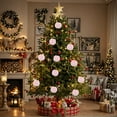 thumbnail image 1 of Fmbmuo Christmas Decorations Velvet Christmas Ornaments Lightweight Polyester 1 piece Art Deco 3.14-Inch Neutral Pink Xmas Tree Decorations, 1 of 5