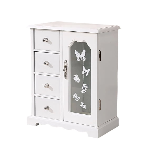 Fmbmuo Vintage Jewelry Box Stackable White Wardrobe Design 4-Layer Valentine's Day Gift, Anniversary Wood Classic Decorative Storage Boxes Display for Earrings Bracelets Rings