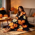 thumbnail image 1 of Fmbmuo Warm Halloween Spooky Pumpkin Bat Throw Blanket , Soft Cozy Lightweight Decorative , For Sofa Couch Bed Home Holiday Decoration, 1 of 9