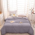 thumbnail image 1 of Fmbmuo Washed Cotton Striped Summer Quilt Lightweight Breathable Air Conditioner Blanket Machine Washable Twin Size (Gray), 1 of 5
