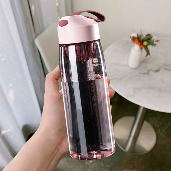 Fmbmuo Water Bottle High Volume Plastic Pink Sports 550ml with Carry Handle