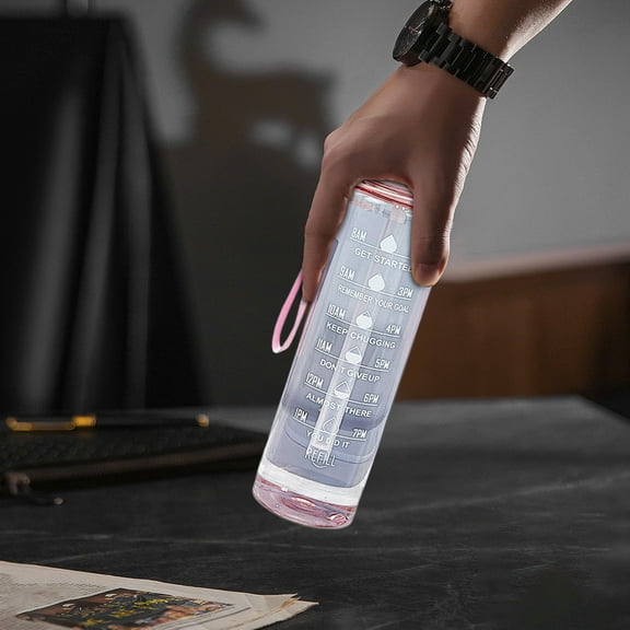 Fmbmuo Water Bottle Travel Portable Plastic Pink 750ml Flip-Top