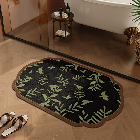 Fmbmuo Water Resistant Bathroom Rugs Oval Modern Flat Pile Bathroom Rugs Silica gel 15.8x23.6in A