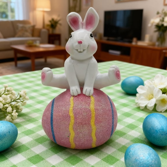 Fmbmuo Water-Resistant Easter Bunny Decoration Centerpiece Easter Cozy Decorations, Modern Pink Resin Home Decor Ornaments Anniversary Gift for Wife/Husband