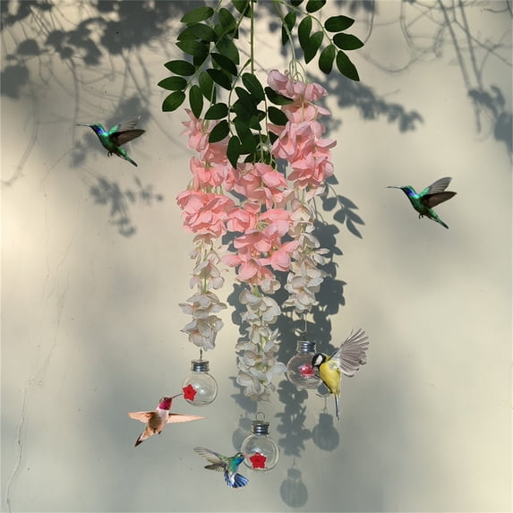 Fmbmuo Waterproof Bird Feeders Compact Hanging Window Feeders, Plastic Pink Wild Bird Feeders for Bird Lovers
