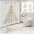 thumbnail image 1 of Fmbmuo Waterproof Christmas Shower Curtains Gold Nylon,Spandex Decorations， Farmhouse Snowmen Shower Curtain Sets 4Pcs, 1 of 6