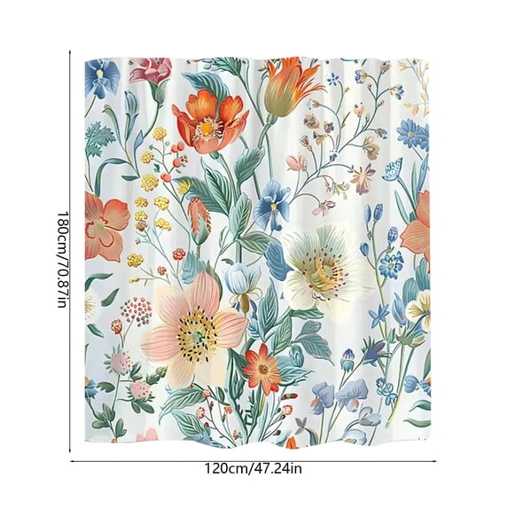 Fmbmuo Wildflower Shower Curtain 72x47 Inch Waterproof Quick-Dry Polyester Bathroom Curtain with 12 Hooks No-Drill Floral Decor,Multicolor
