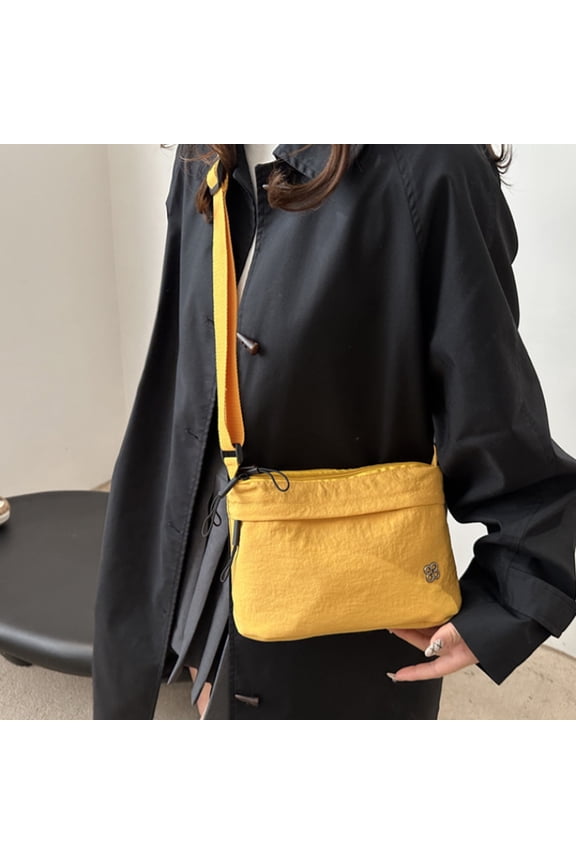 Zipper Shoulder Bags Fashion Medium Lightweight Bags for Women, Cloth Holiday Adjustable Valentine's and Birthday Gift Yellow