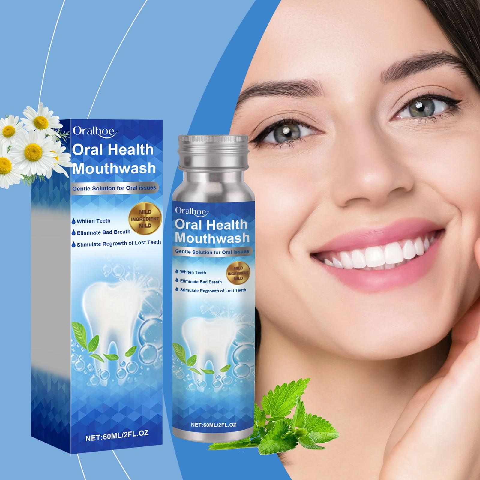 Fmbmuo whitening & Repair Mouthwash Tablets 60 Tablets | Fmbmuo, Teeth Whitening, Fresh Breath, Oral Health for Adults