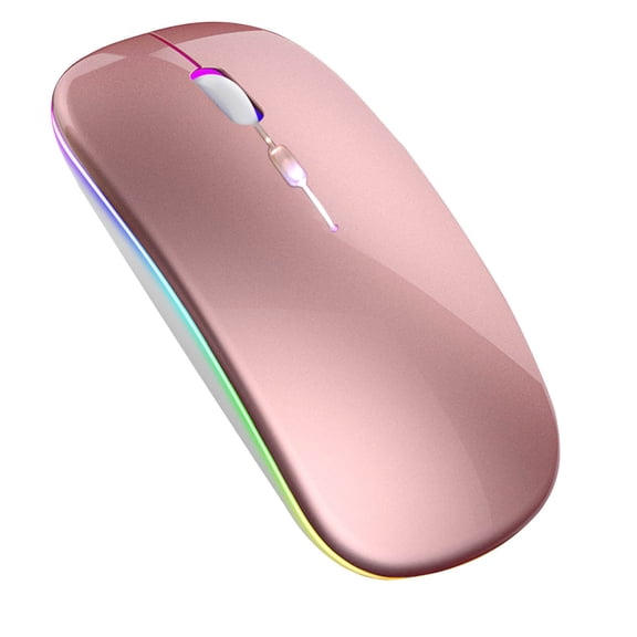 Fmbmuo with Backlight Wireless Mouse 2-in-1 Silent Rose Gold Office Optical Mice Quiet Clicks Glossy for PC/Computer/Desktop