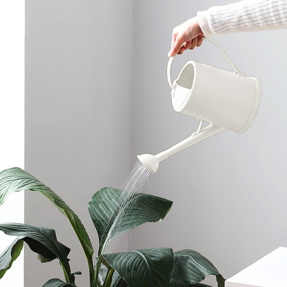 Fmbmuo with Handle Watering Can 70 oz/2000 ml Plastic Long Spout for Greenhouse, White Vintage Removable Nozzle Plant Watering Can for Plant Lovers