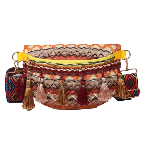 Fmbmuo with Tassel Shoulder Bags Medium Charm Zipper Bags for Women, Holiday Multi-Functional Cloth Valentine's and Birthday Gift Yellow