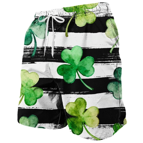 Fmbrln Beach Shorts for Men Plus Size Summer Fashion Casual St. Patrick's Day Print Drawstring Elastic Waist Vacation Shorts with Pockets