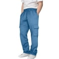thumbnail image 1 of Fmbrln Boys Trendy Cargo Sweatpants Drawstring Elastic Waist Multi Pockets Joggers Pants Fashion Casual Wide Leg Sweatpants for Kids 3-13Y, 1 of 5