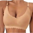 thumbnail image 1 of Fmbrln Bras for Women Solid Color Seamless Scalloped Push Up Bra Adjustable Thin Straps Padded Comfy Bralette Beige M, 1 of 5
