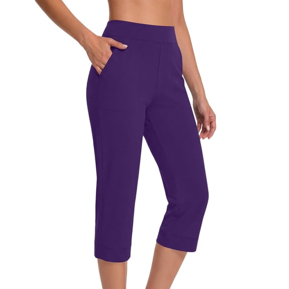 Fmbrln Capri Pants for Women Summer Dressy Causal Stretch Capris Yoga Workout Work Cropped Pants with Pockets