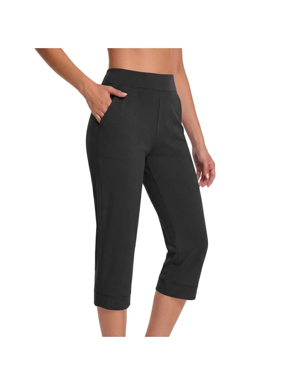 Capri Pants for Women Summer Dressy Causal Stretch Capris Yoga Workout Work Cropped Pants with Pockets