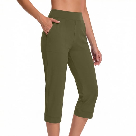 Fmbrln Capri Pants for Women Summer Dressy Causal Stretch Capris Yoga Workout Work Cropped Pants with Pockets