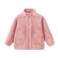 thumbnail image 1 of Fmbrln Girls and Boys Fall Winter Warm Thicken Fleece Jackets Full Zip Up Long Sleeve Stand Up Collar Jackets Casual Loose Solid Color Outwear with Pockets, Sizes 3-14Y, 1 of 4