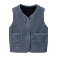 thumbnail image 1 of Fmbrln Girls Boys Toddler Fuzzy Fleece Vest Full Zip Up V Neck Sleeveless Jackets Fall Winter Fashion Soft Thickened Warm Coat with Pockes, 1 of 5