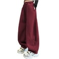 thumbnail image 1 of Fmbrln Girls and Boys Trendy Wide Leg Sweatpants Drawstring Elastic Waist Joggers Pants Fall Winter Fashion Fleece Athletic Pants with Pockets, Sizes 3-12Y, 1 of 5