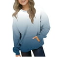 thumbnail image 1 of Fmbrln Girls Fleece Sweatshirts Long Sleeve Crew Neck Sweatshirts Casual Loose Gradient Print Pullover Tops with Pockets, Sizes 2-11Y, 1 of 5