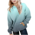 thumbnail image 1 of Fmbrln Girls Gradient Print Fleece Hoodies Long Sleeve Crew Neck Hooded Sweatshirts with Pockets Fall Winter Fashion Warm Clothes for Kids 4-13Y, 1 of 5