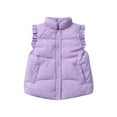 thumbnail image 1 of Fmbrln Girls Puffer Vest Full Button Down Stand Collar Ruffled Sleeveless Jackets Fall Winter Padded Warm Outwear with Pockets, Sizes 2-9Y, 1 of 4