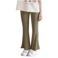 thumbnail image 1 of Fmbrln Girls Trendy Flared Leg Pants Casual Loose Solid Color Cotton Flared Pants Comfy Lightweight Home Pants, Sizes 2-7Y, 1 of 4