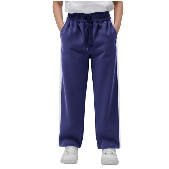 Fmbrln Girls and Boys Baggy Sweatpants Drawstring Elastic Waist Joggers Pants Fashion Casual Wide Leg Sweatpants with Pockets, Sizes 5-14Y