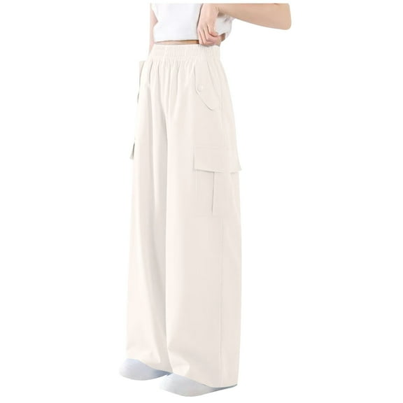 Fmbrln Girls and Boys Cargo Sweatpants Elastic Waist Multipockets Wide Leg Pants Casual Baggy Athletic Pants, Sizes 5-15Y