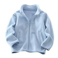 thumbnail image 1 of Fmbrln Girls and Boys Casual Solid Fleece Jackets Long Sleeve Full Zip Up Athletic Coat with Pockets Fall Winter Warm Fashion Outwear, Sizes 3-12Y, 1 of 4