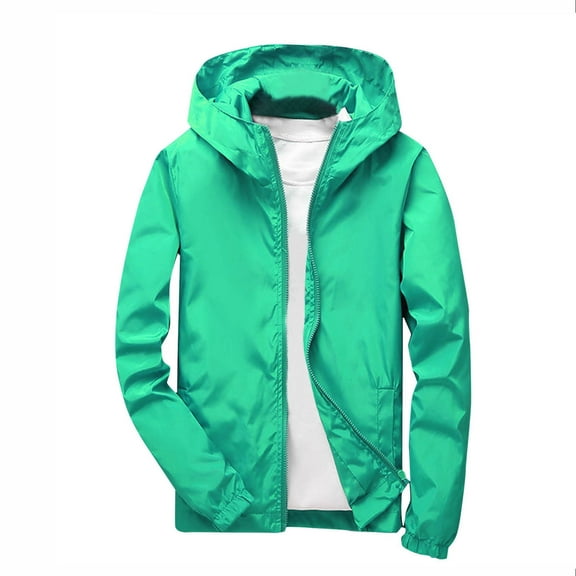 Fmbrln Girls and Boys Outdoor Waterproof Winderproof Jackets Full Zip Up Long Sleeve Solid Color Hooded Jackets, Sizes 4-11Y