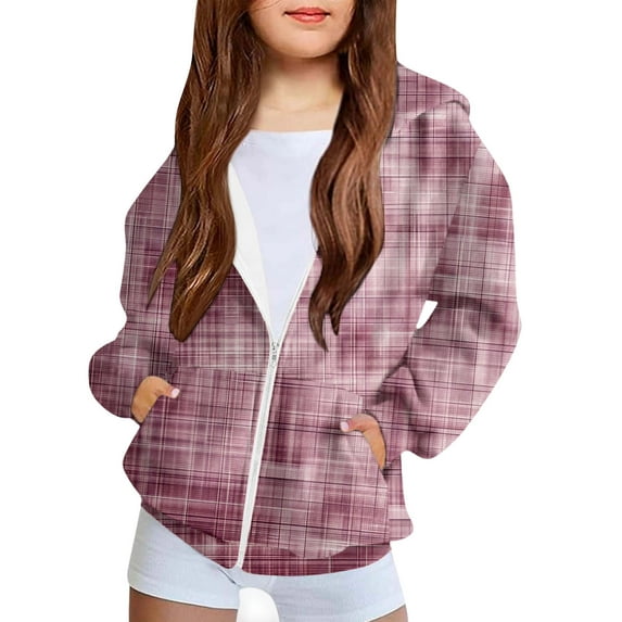 Fmbrln Girls and Boys Vintage Print Hoodies Full Zip Up Long Sleeve Sweatshirts Coat with Pockets, Sizes 4-11Y