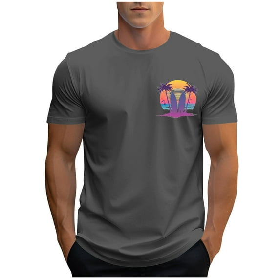 Fmbrln Graphic Tees for Men Fashion Casual Crew Neck Short Sleeve Sports T-shirts Summer Hawaiian Beach Tops