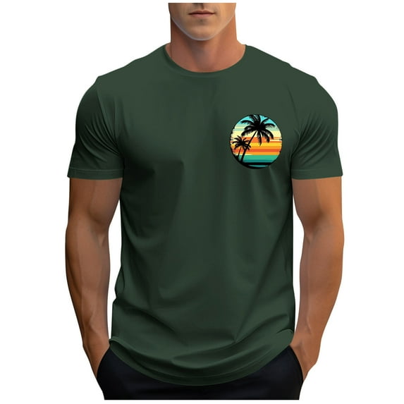 Fmbrln Graphic Tees for Men Summer Casual Crew Neck Short Sleeve Sports T-shirts Hawaiian Beach Tops